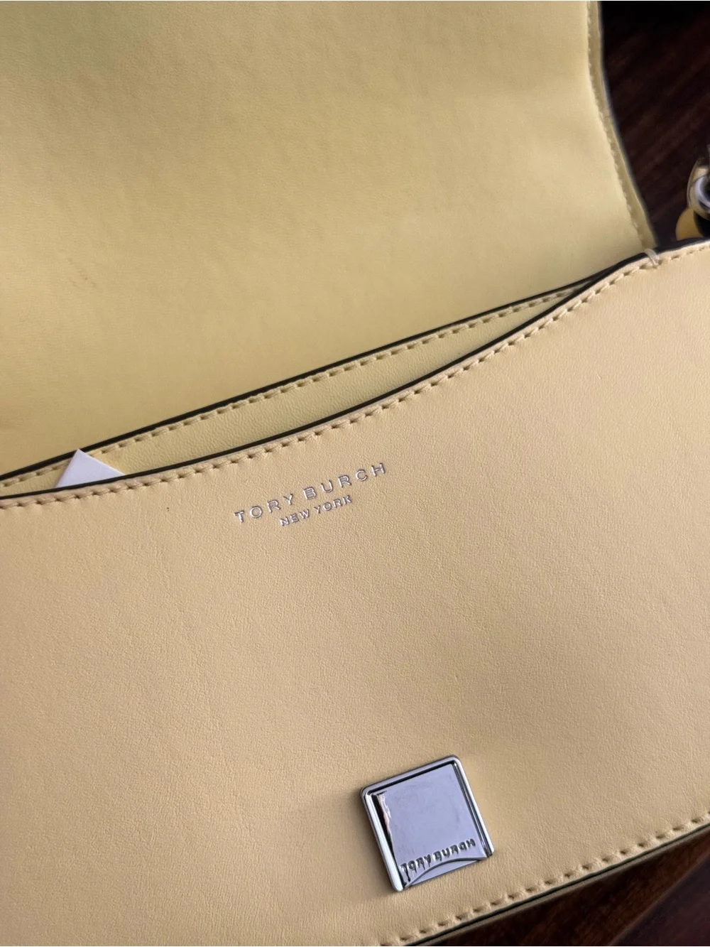 Tory Burch Yellow Woven Leather Chain Crossbody Bag